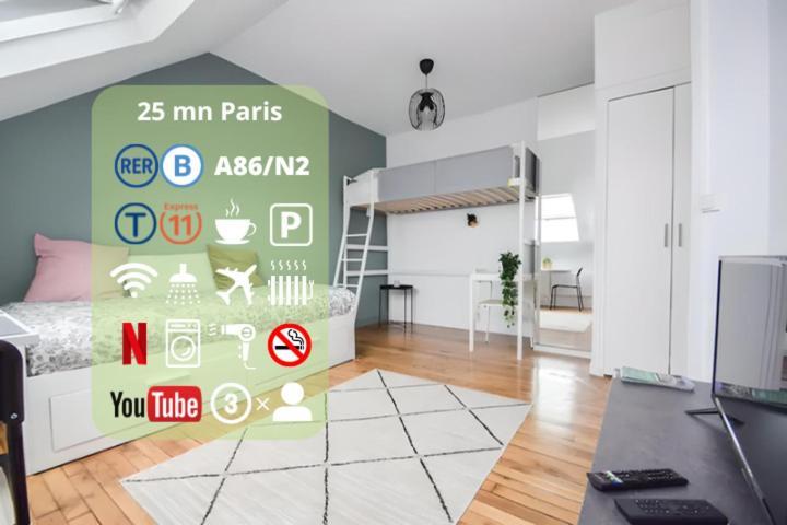 Disponible - Appartement Entier - 10Mn Rer B Aeroport Cdg - Paris Gare Du Nord, T11 Express, Le Bourget, Tout Equipe, Netflix Gratuit, 3 Personnes, 4Eme Etage, Escaliers, Parc Des Expositions, Parking Rue Gratuit Apres 19H Drancy Dış mekan fotoğraf